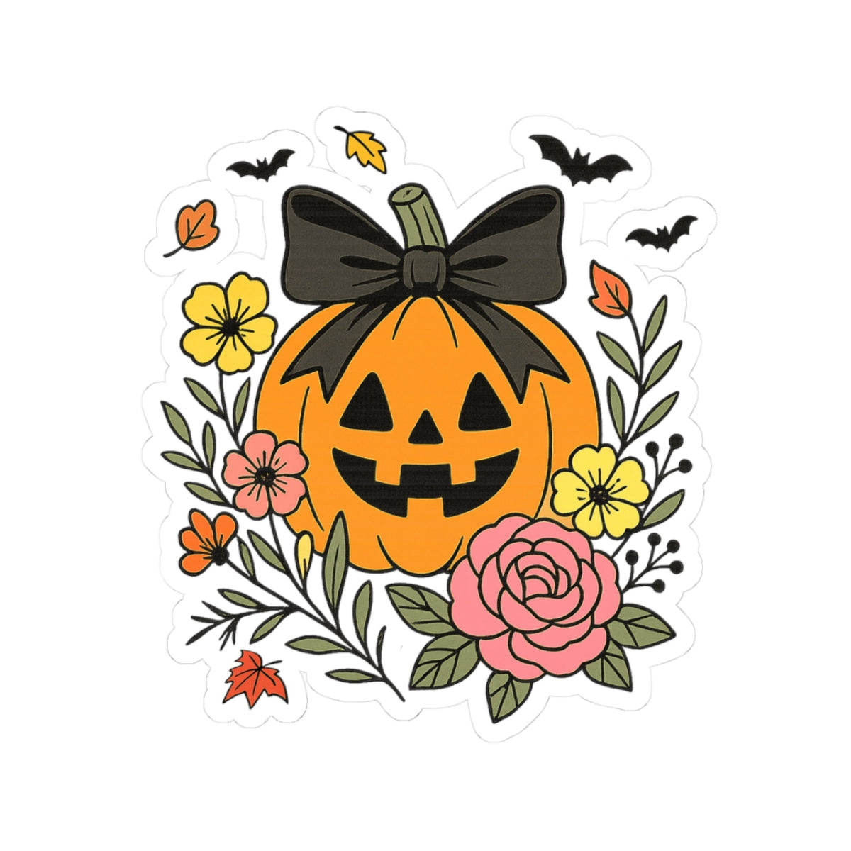 Autumn Pumpkin Kiss-Cut Sticker, Fall Lover Sticker, Cute Sticker Set, Spooky Decals, Halloween Stickers, Vinyl Pumpkin Stickers
