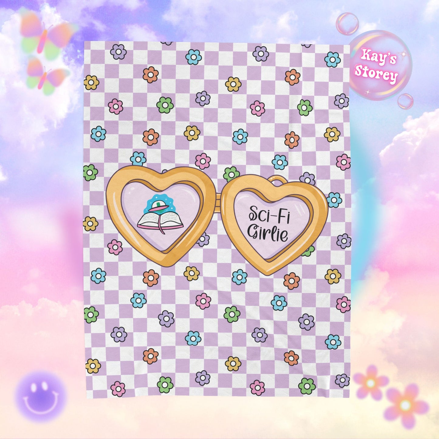 Purple Sci-Fi Girlie Velveteen Plush Blanket