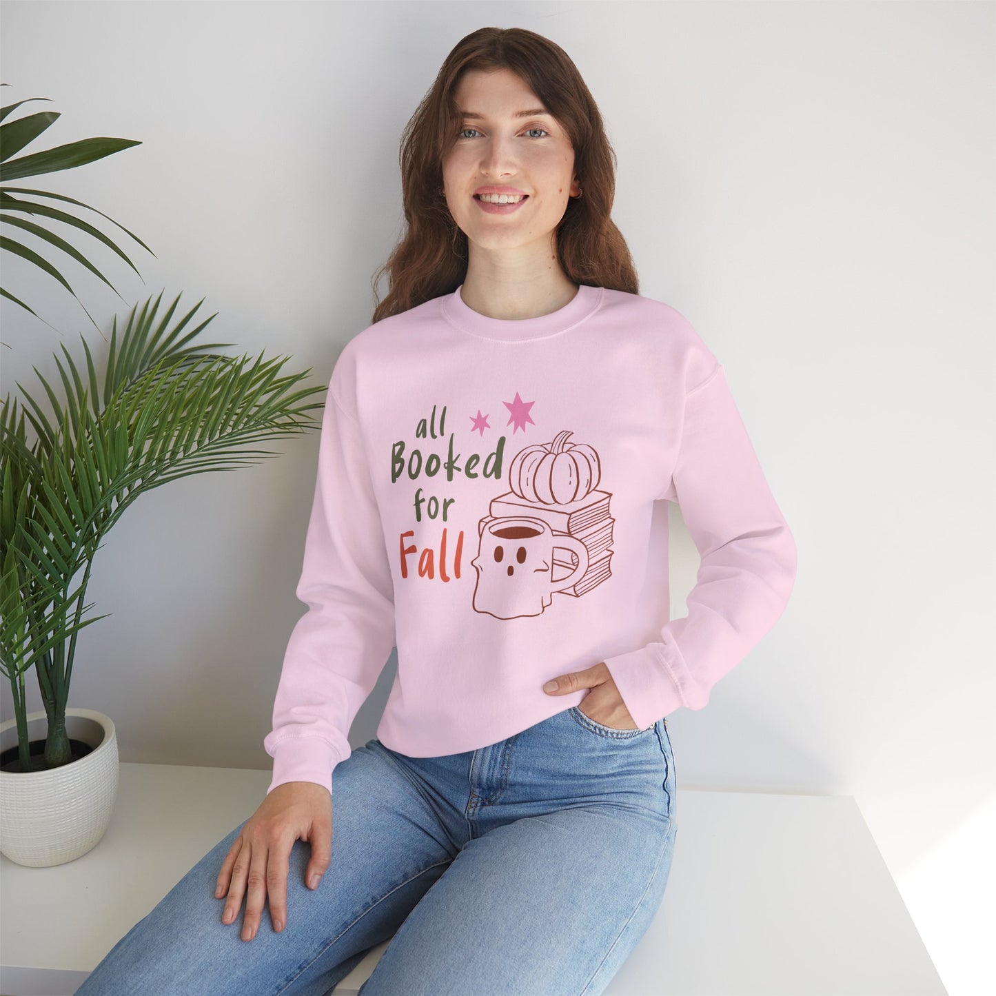 All Booked for Fall Sweatshirt, Long Sleeve Shirt for Spooky Season Bookish Gift,  Halloween Reading Apparel