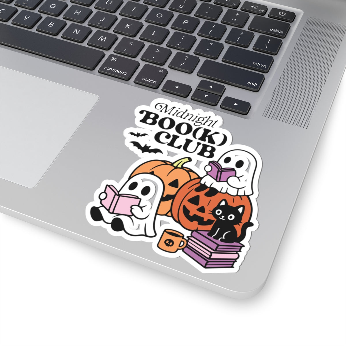 Midnight Boo(k) Club Sticker - Kiss-Cut Stickers, Halloween Sticker, Cute Ghost Design, Spooky Sticker, Decorative Sticker for Journals