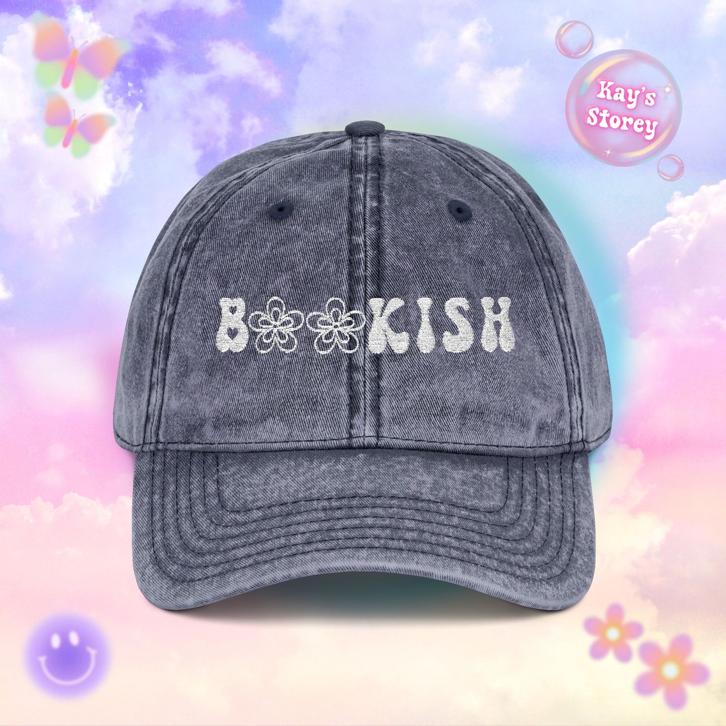 Bookish Embroidered Vintage Cap
