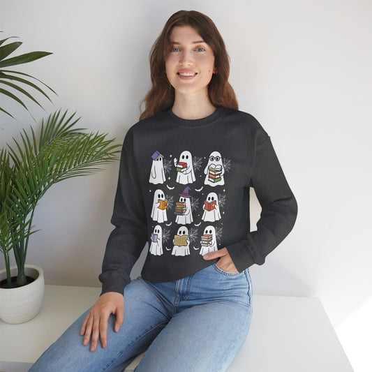 Reading Ghosts Sweatshirt, Long Sleeve Shirt for Spooky Season Bookish Gift,  Halloween Reading Apparel