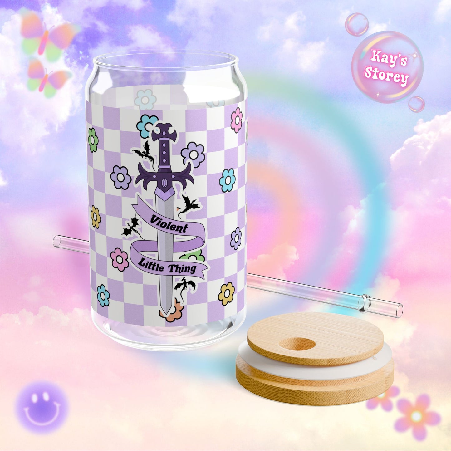 Purple Violent Little Thing Sipper Glass, 16oz