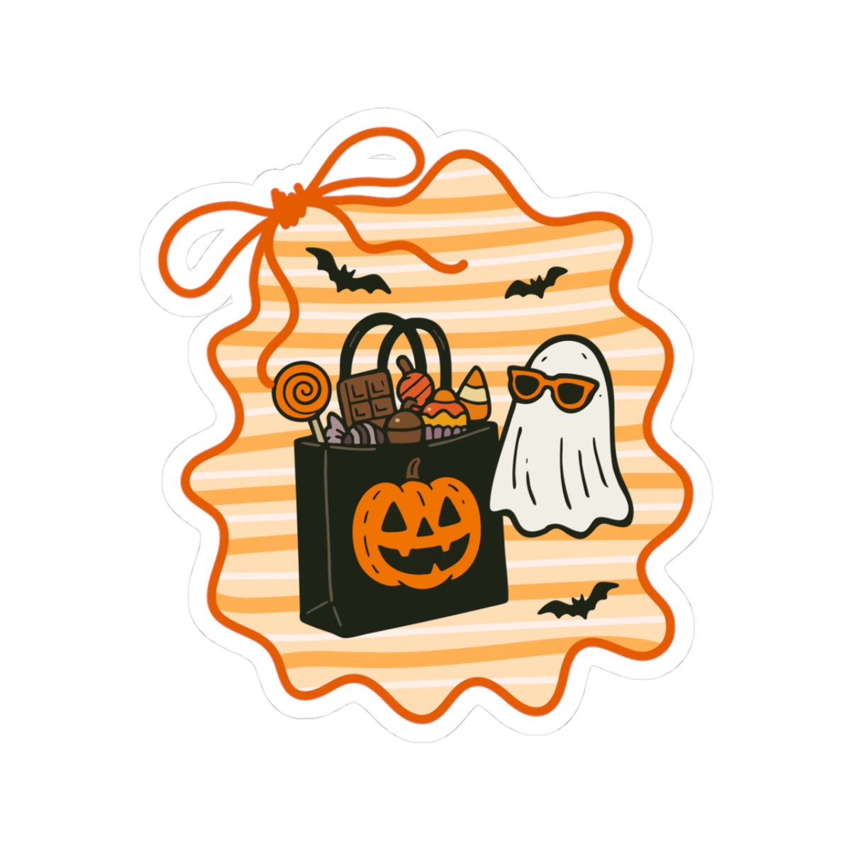 Ghostly Treats Sticker - Kiss-Cut Stickers, Halloween Sticker, Cute Ghost Design, Spooky Sticker, Decorative Sticker for Journals