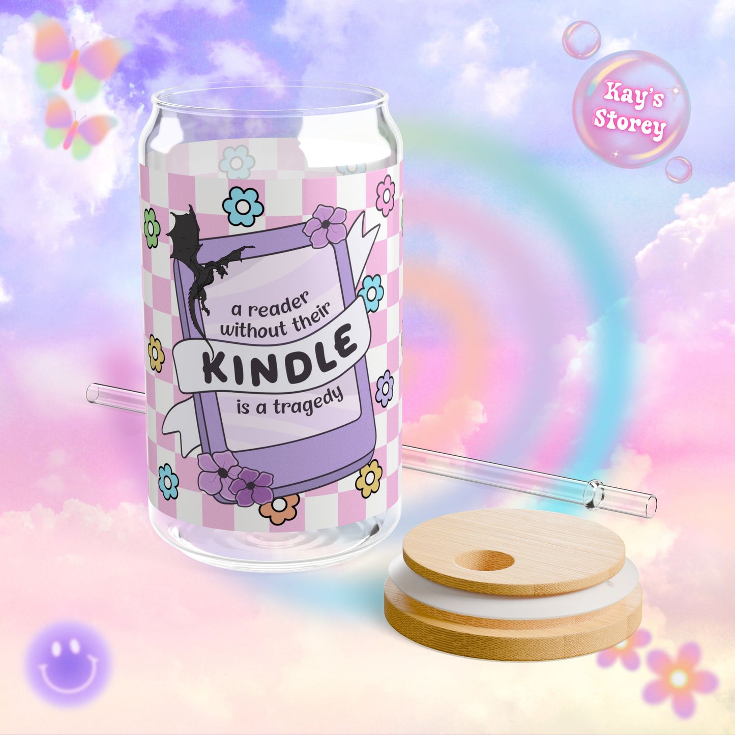 Pink Reader Without Their Kindle Sipper Glass, 16oz