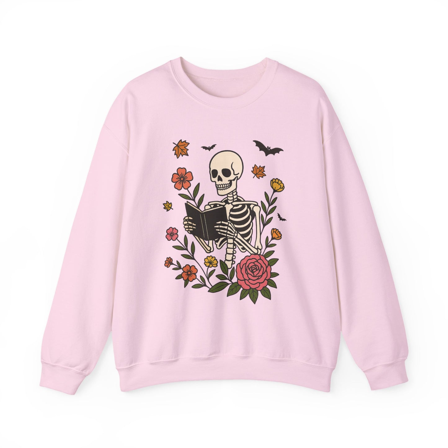 Reading Skeleton Sweatshirt, Long Sleeve Shirt for Spooky Season Bookish Gift,  Halloween Reading Apparel