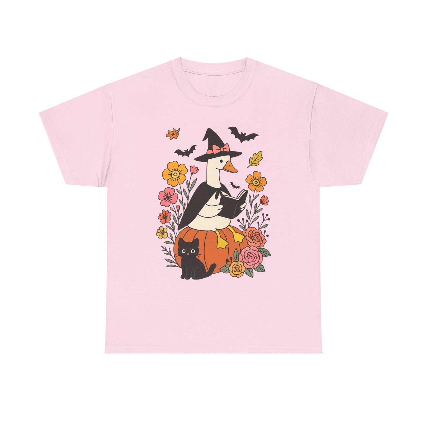 Spooky Goose Reading and Black Cat Tee - Halloween Gift