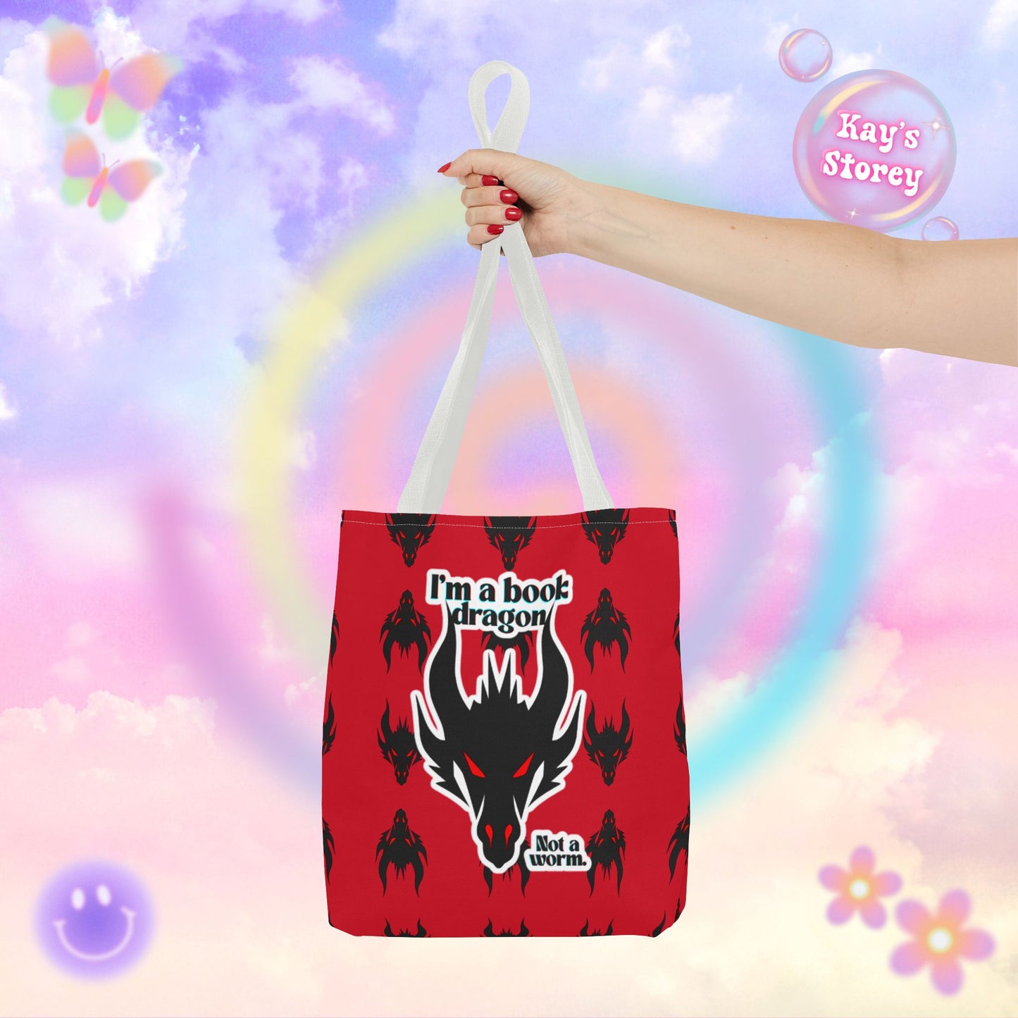 Book Dragon Red Tote Bag