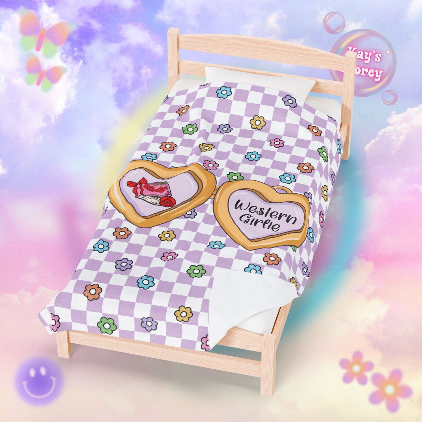 Purple Western Girlie Velveteen Plush Blanket