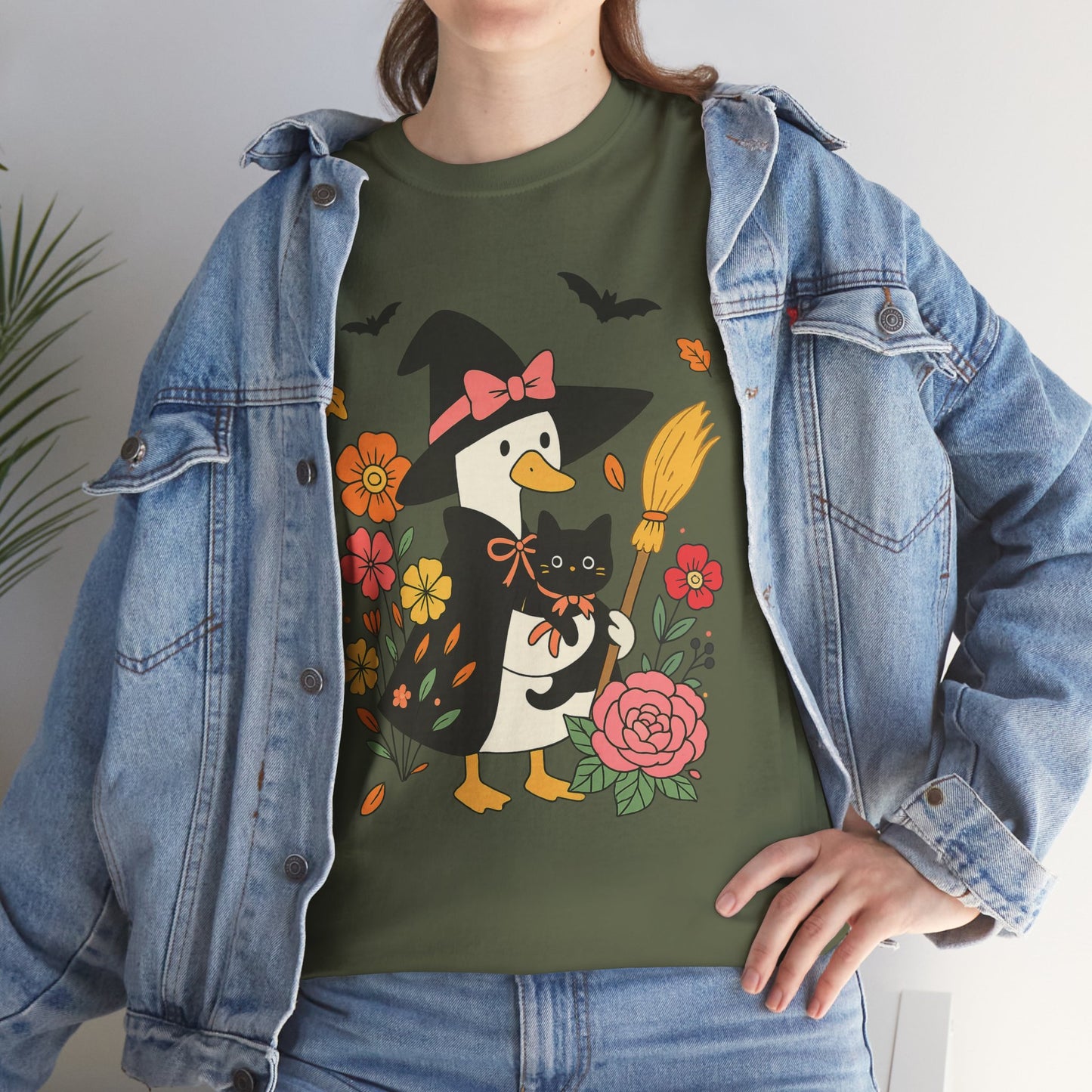 Spooky Goose and Black Cat Tee - Halloween Gift