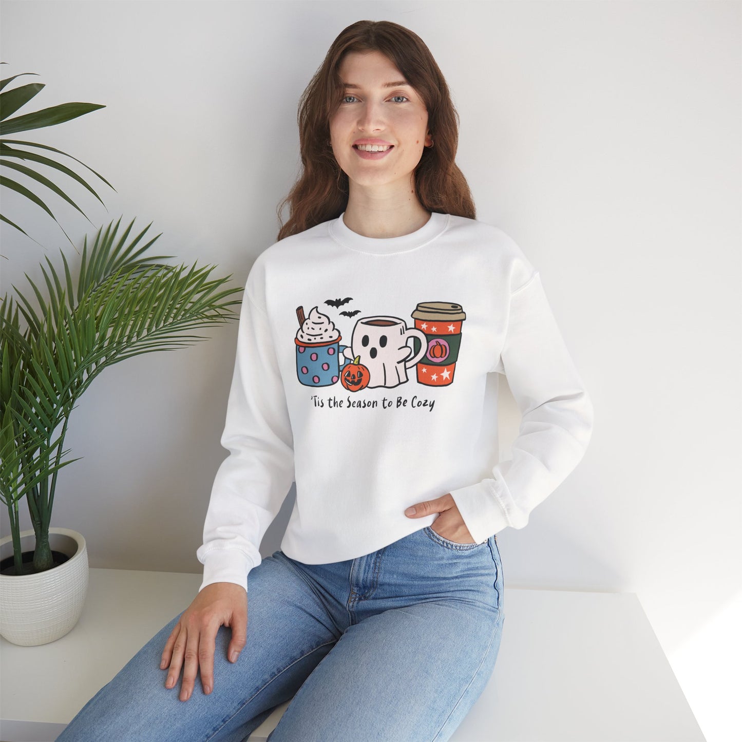 Tis the Season to be Cozy Sweatshirt, Long Sleeve Shirt for Spooky Season Bookish Gift,  Halloween Reading Apparel