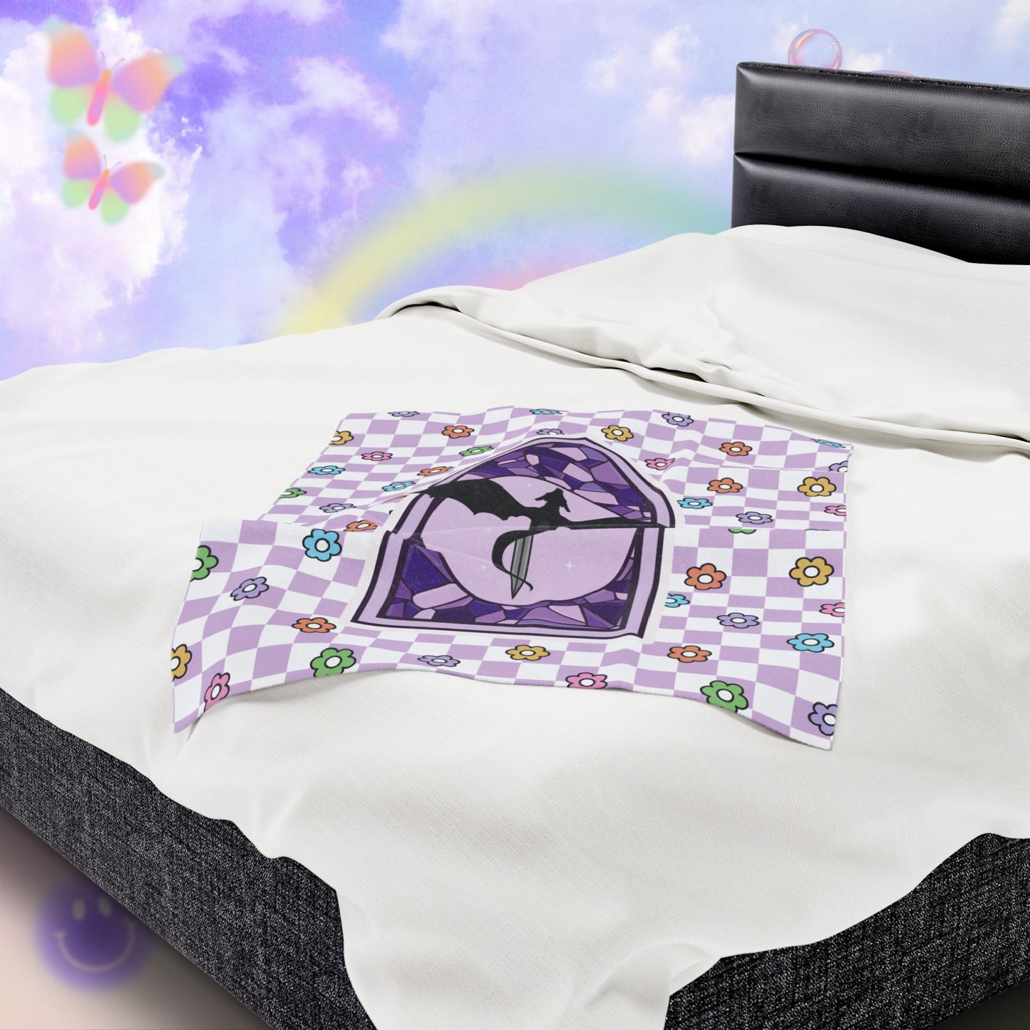 Purple Romantasy Velveteen Plush Blanket