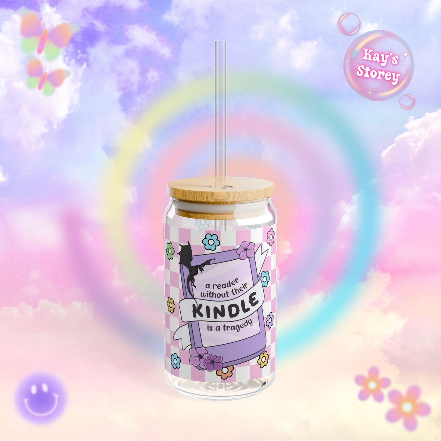 Pink Reader Without Their Kindle Sipper Glass, 16oz