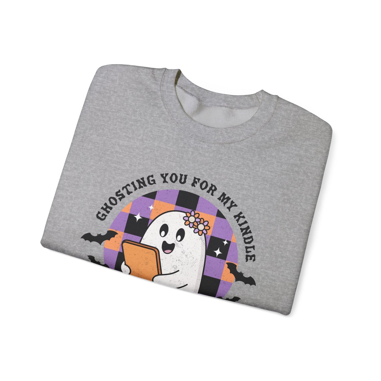 Ghosting You For My Kindle Sweatshirt, Long Sleeve Shirt for Spooky Season Bookish Gift,  Halloween Reading Apparel