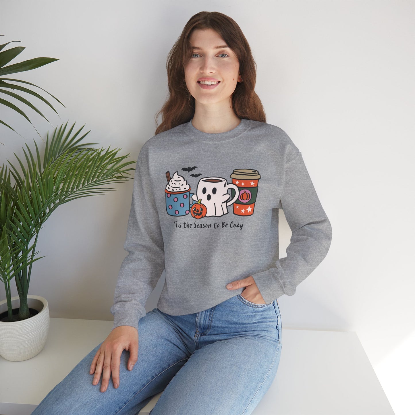 Tis the Season to be Cozy Sweatshirt, Long Sleeve Shirt for Spooky Season Bookish Gift,  Halloween Reading Apparel