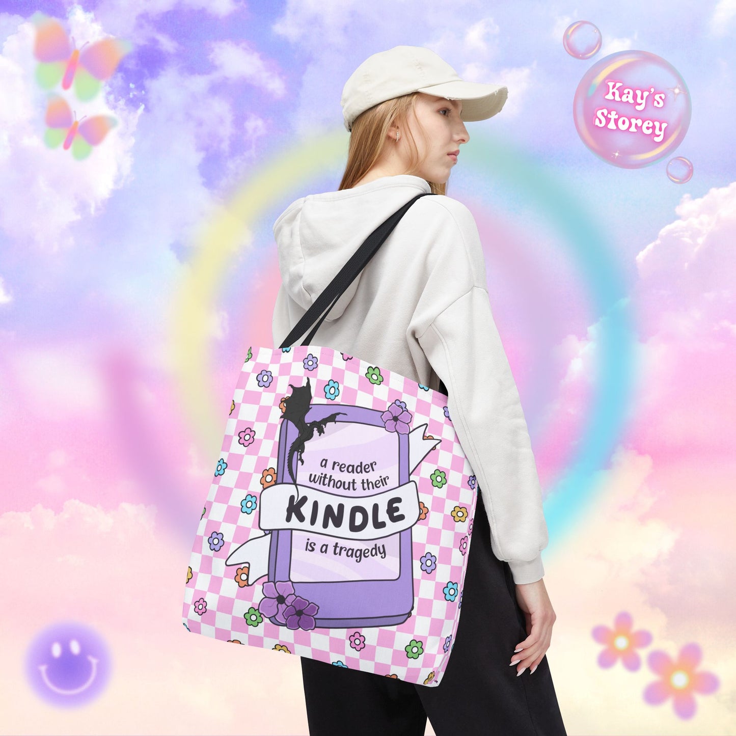 Pink Reader Without Their Kindle Tote Bag
