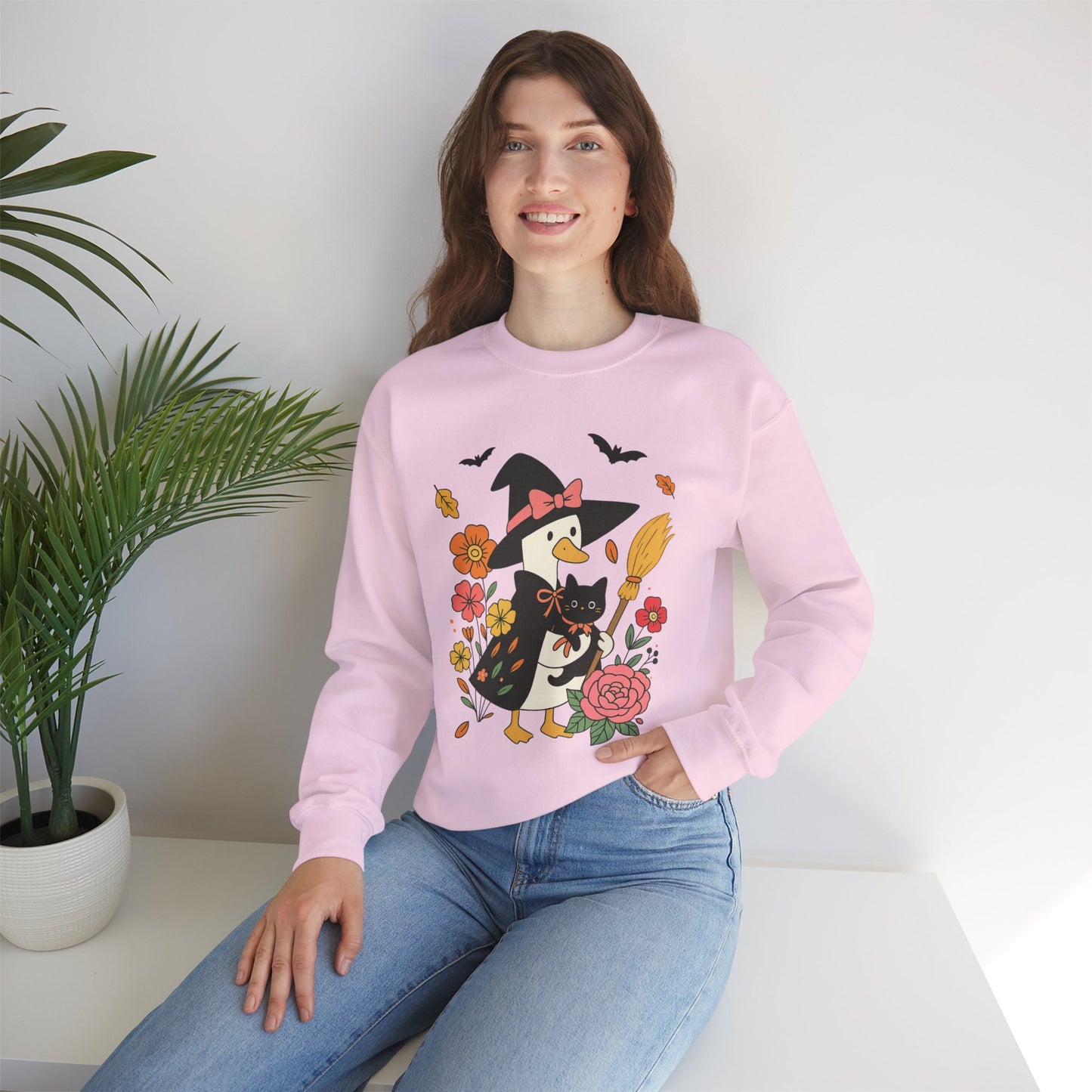 Spooky Goose & Black Cat Sweatshirt, Long Sleeve Shirt for Spooky Season Bookish Gift,  Halloween Reading Apparel
