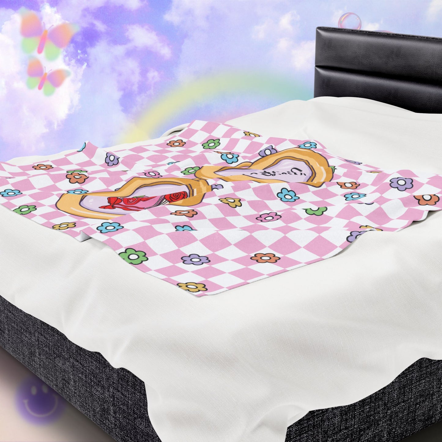 Pink Western Girlie Velveteen Plush Blanket