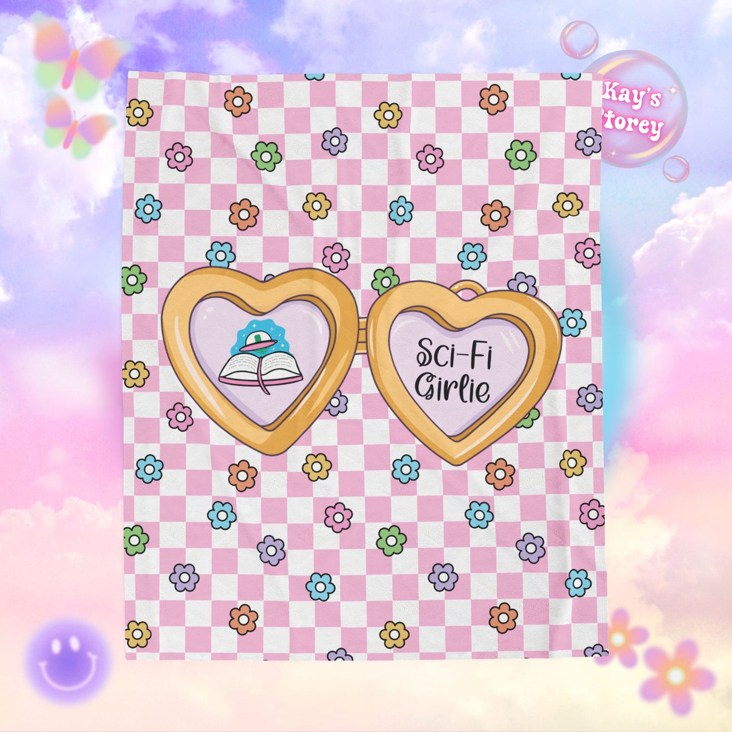 Pink Sci-Fi Girlie Velveteen Plush Blanket