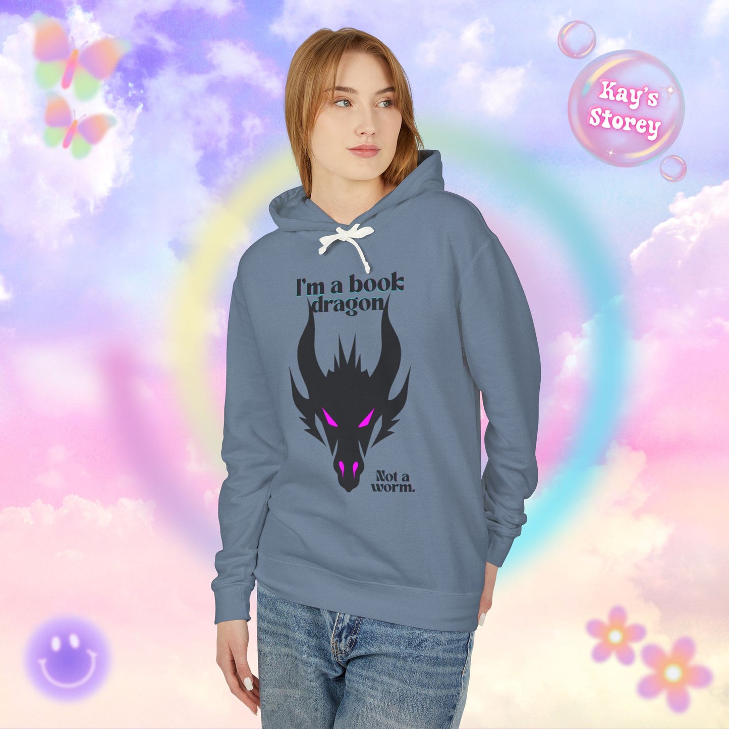 Pink Book Dragon Unisex Lightweight Hooded Sweatshirt
