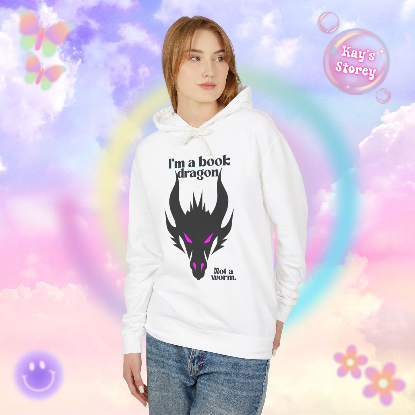 Pink Book Dragon Unisex Lightweight Hooded Sweatshirt