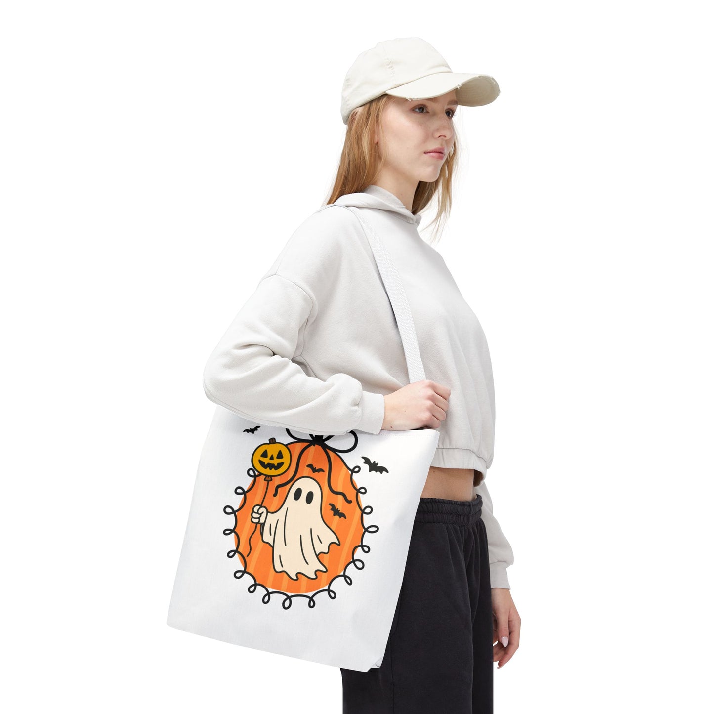 Spooky Season Ghost Balloon Tote Bag
