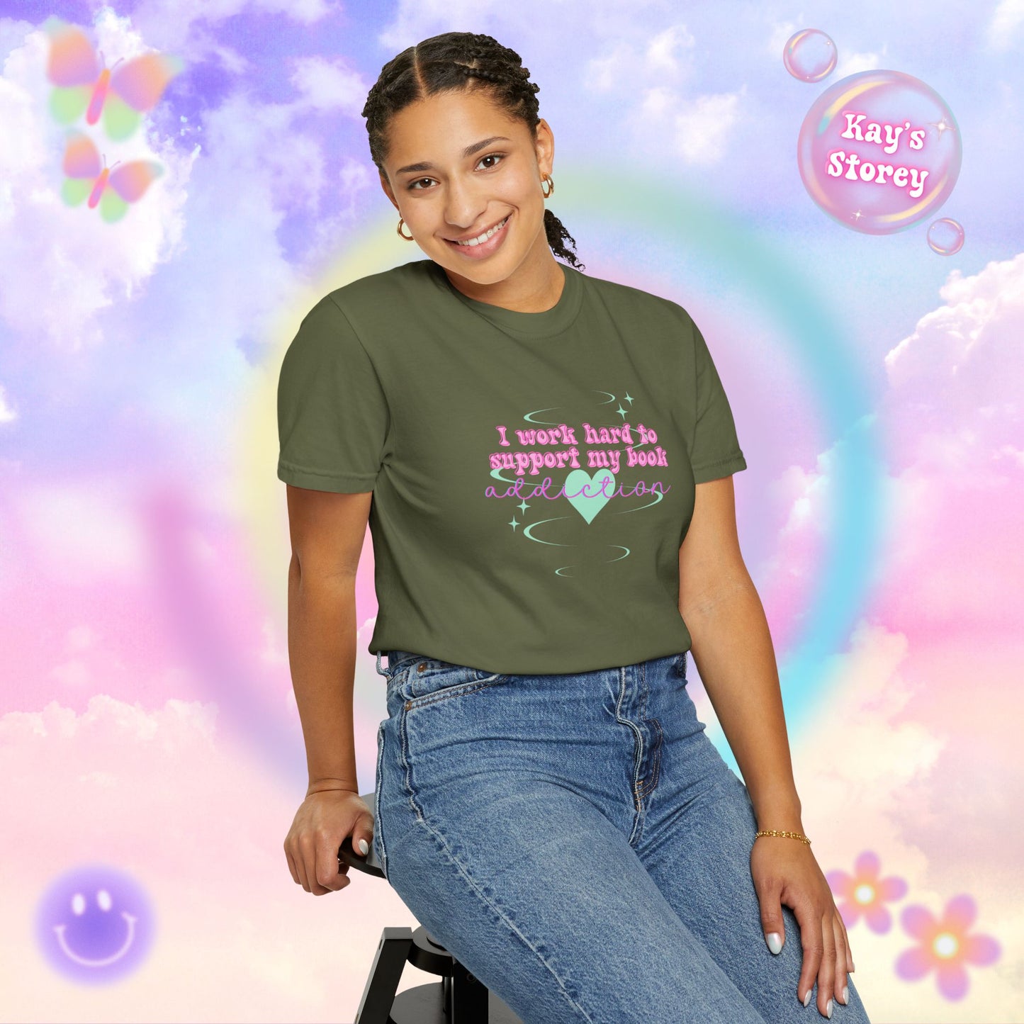 I Work Hard To Support My Book Addiction Comfort Colors T-Shirt