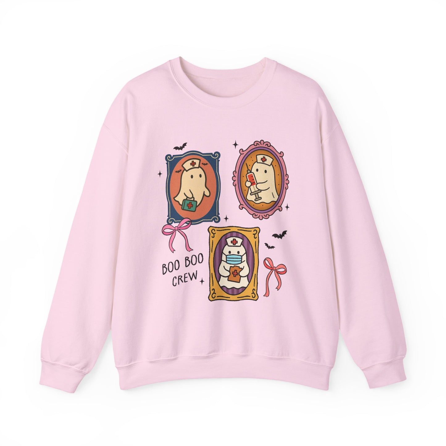 Boo Boo Crew Nurses Sweatshirt, Long Sleeve Shirt for Spooky Season Bookish Gift,  Halloween Reading Apparel