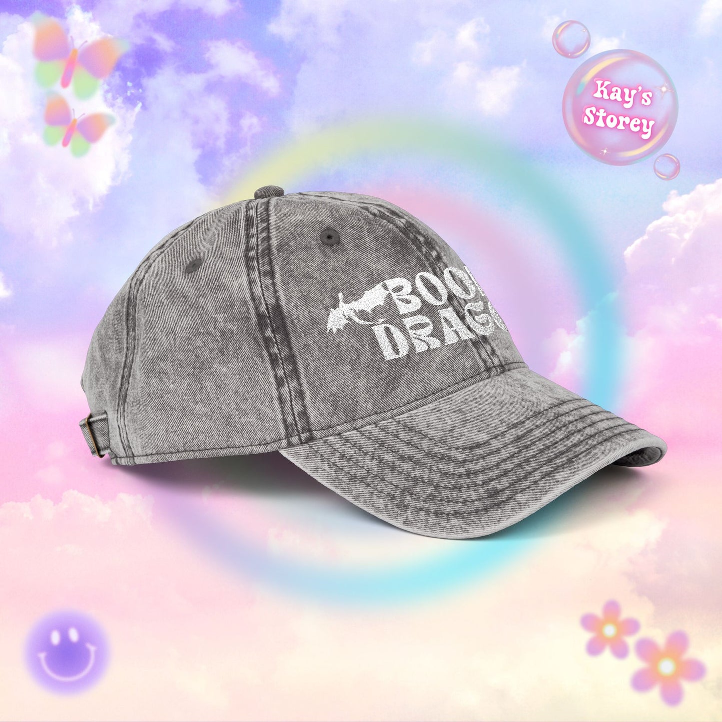 Book Dragon Embroidered Vintage Cap
