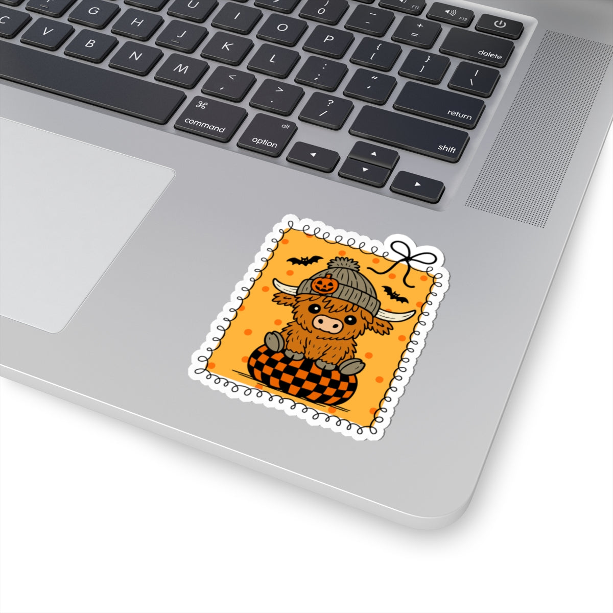 Cute Highland Cow Sticker - Kiss-Cut Stickers, Halloween Sticker, Cute Ghost Design, Spooky Sticker, Decorative Sticker for Journals
