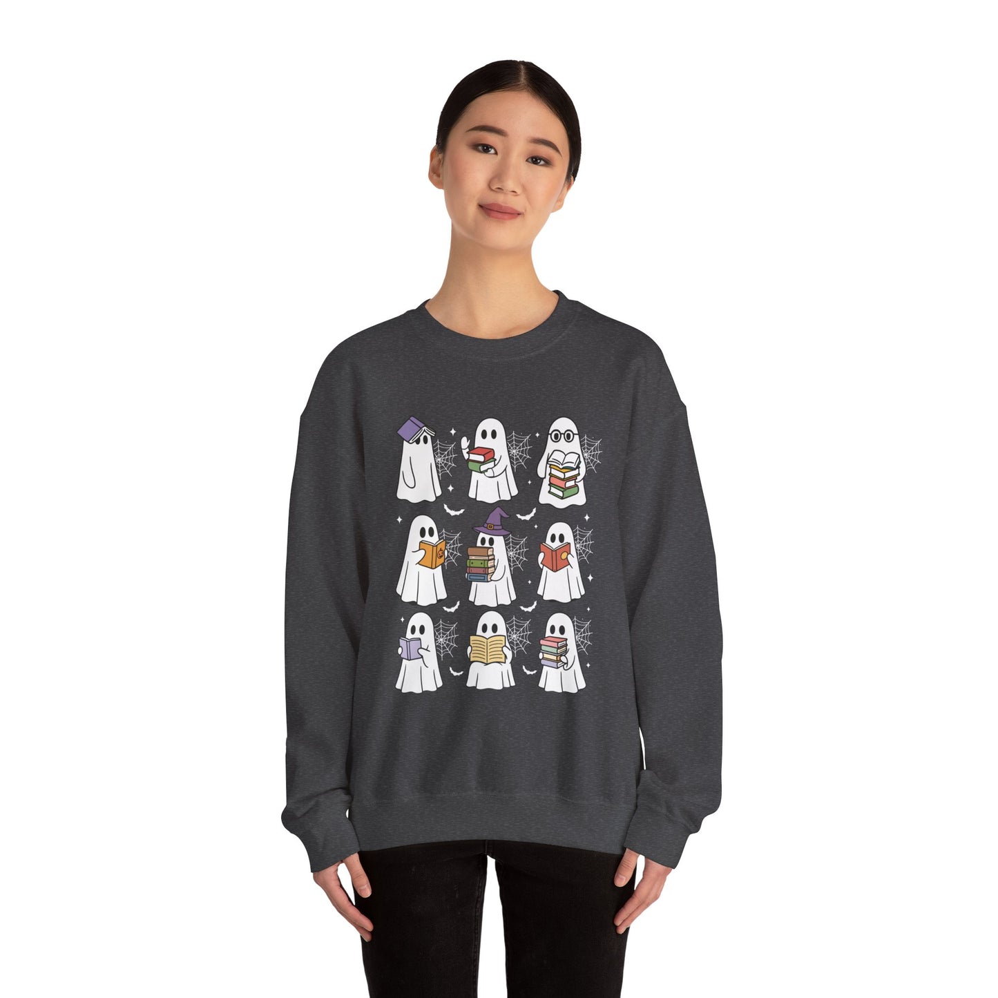 Reading Ghosts Sweatshirt, Long Sleeve Shirt for Spooky Season Bookish Gift,  Halloween Reading Apparel