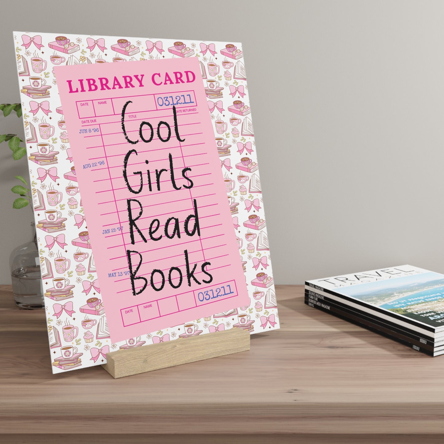 Cool Girls Read Books Bookshelf Decor with Stand