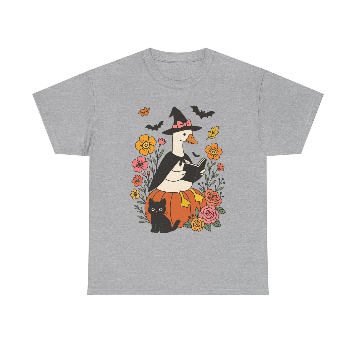 Spooky Goose Reading and Black Cat Tee - Halloween Gift