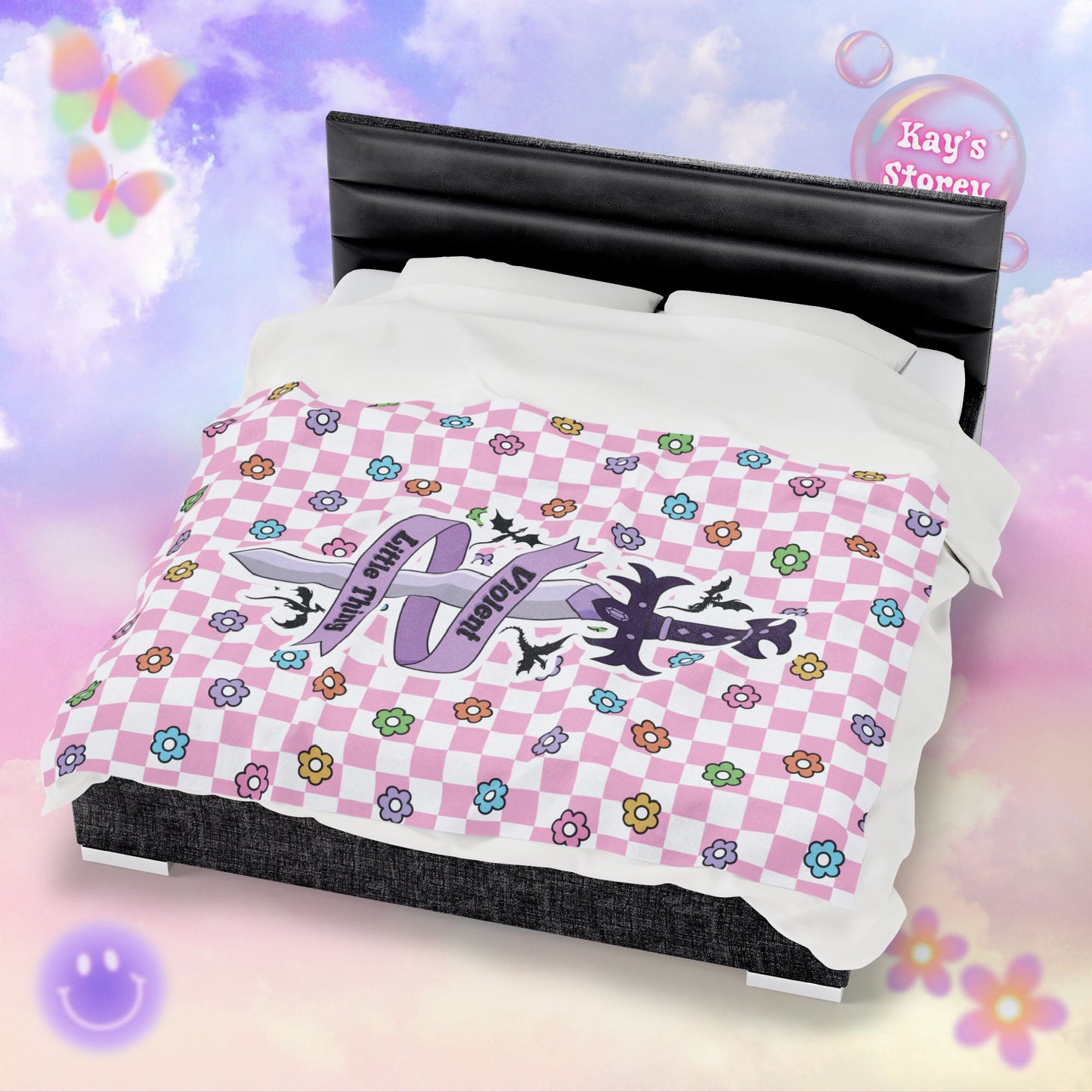 Pink Violent Little Thing Velveteen Plush Blanket