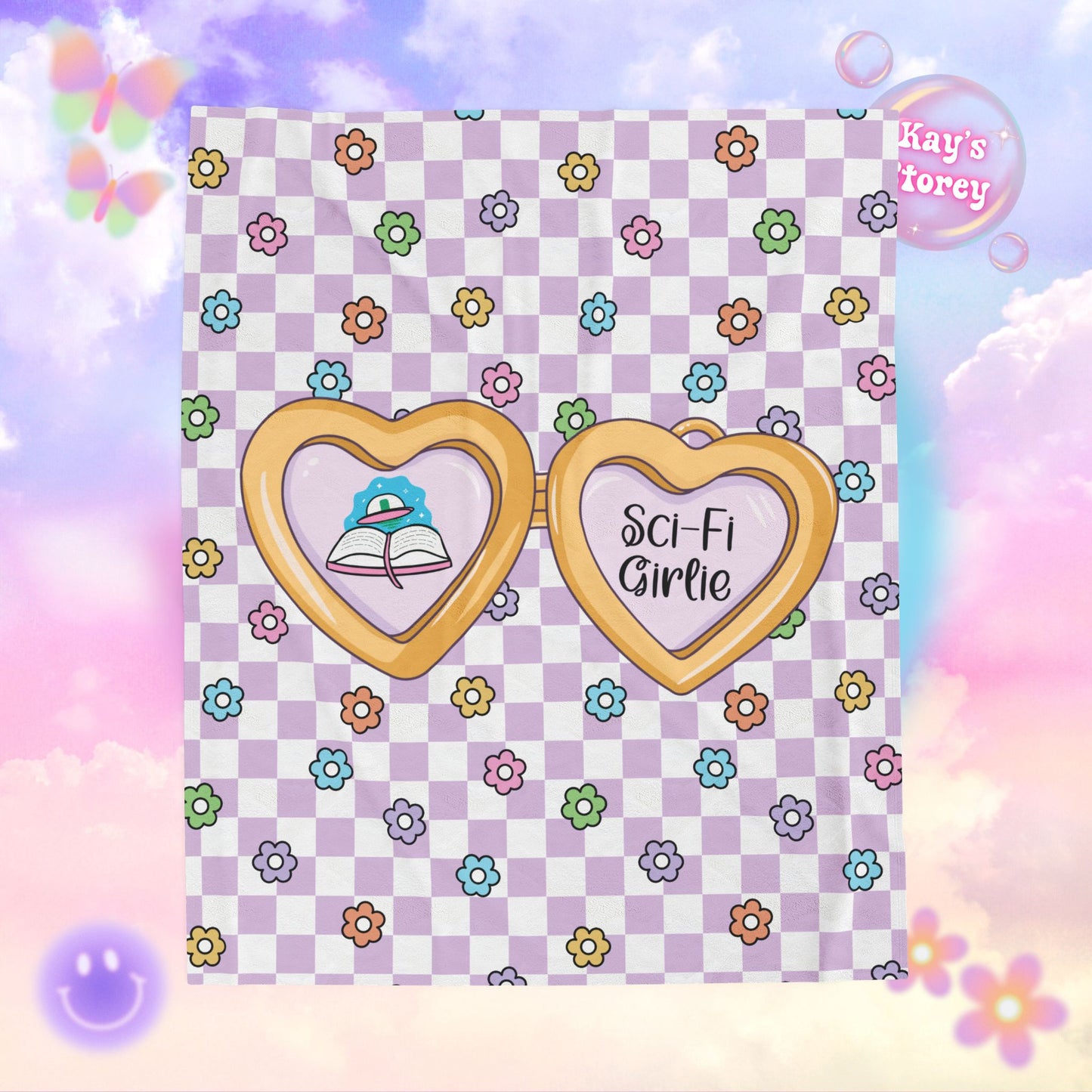 Purple Sci-Fi Girlie Velveteen Plush Blanket