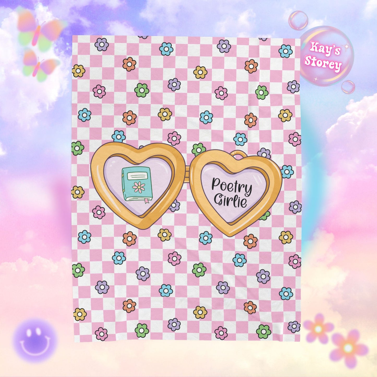 Pink Poetry Girlie Velveteen Plush Blanket