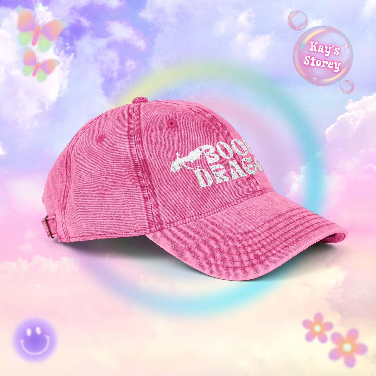 Book Dragon Embroidered Vintage Cap