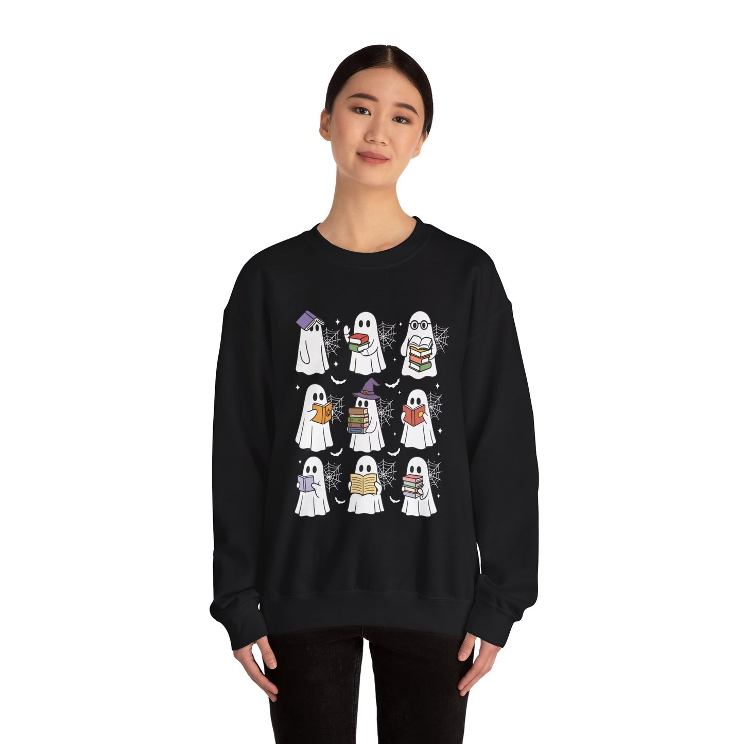 Reading Ghosts Sweatshirt, Long Sleeve Shirt for Spooky Season Bookish Gift,  Halloween Reading Apparel