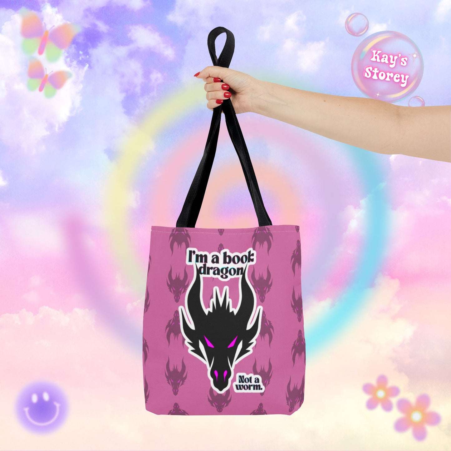 Book Dragon Pink Tote Bag