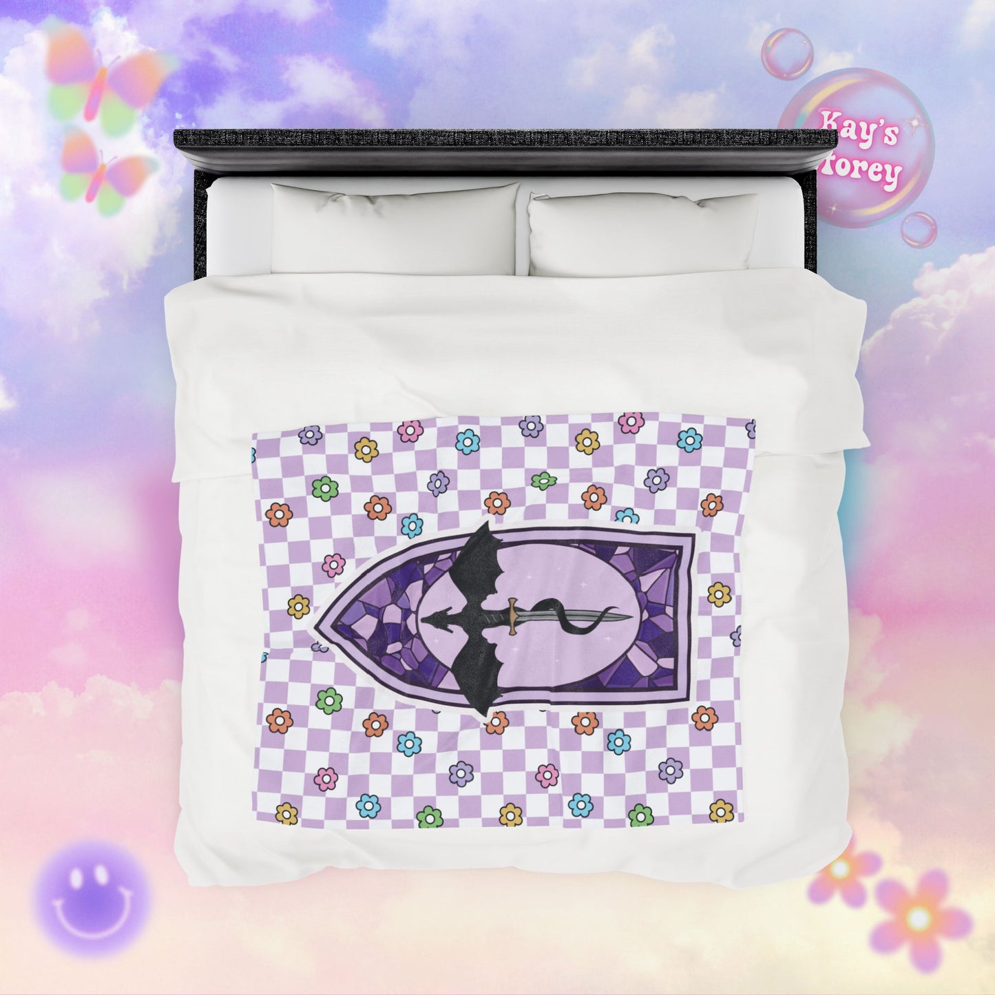 Purple Romantasy Velveteen Plush Blanket