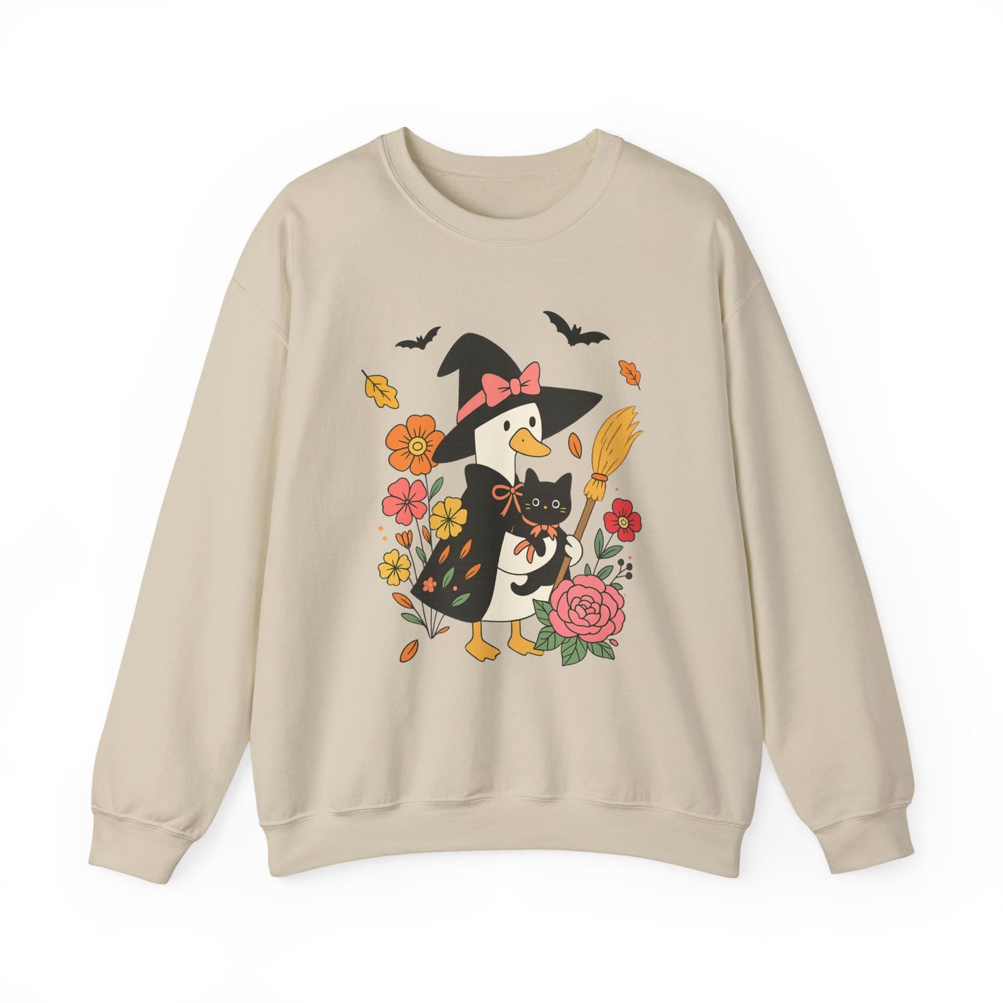 Spooky Goose & Black Cat Sweatshirt, Long Sleeve Shirt for Spooky Season Bookish Gift,  Halloween Reading Apparel