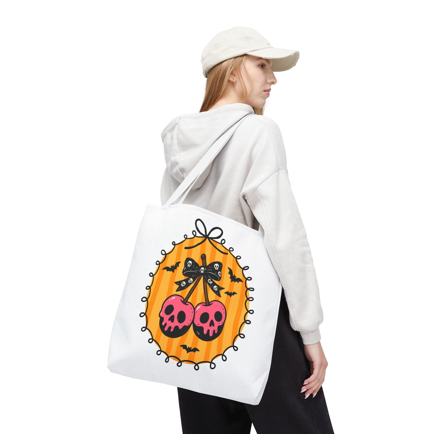 Spooky Season Cherry Skulls Tote Bag