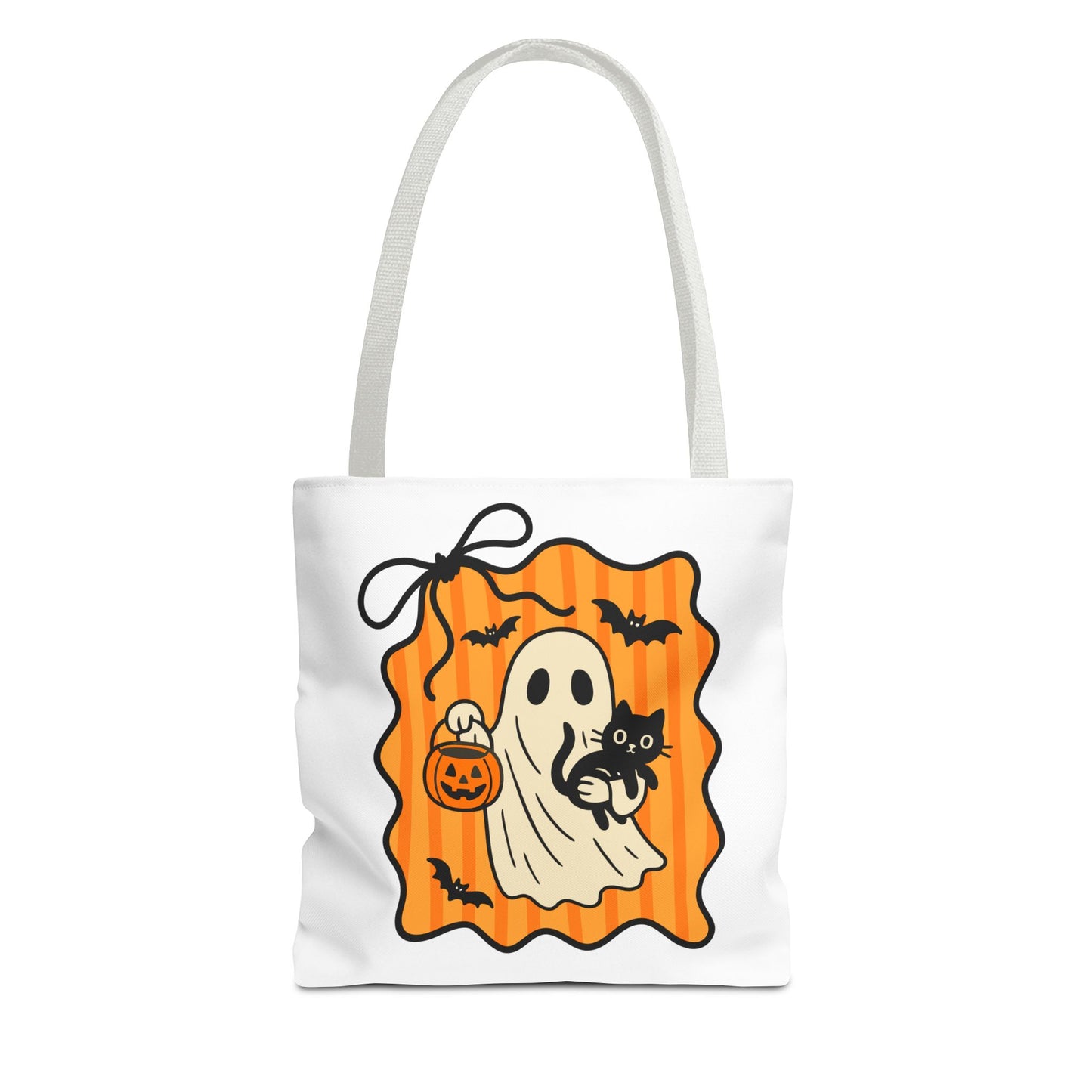 Spooky Season Ghost & Black Cat Tote Bag