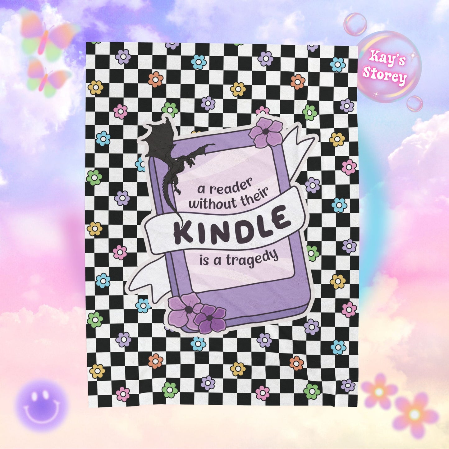 Reader Without Their Kindle Velveteen Plush Blanket