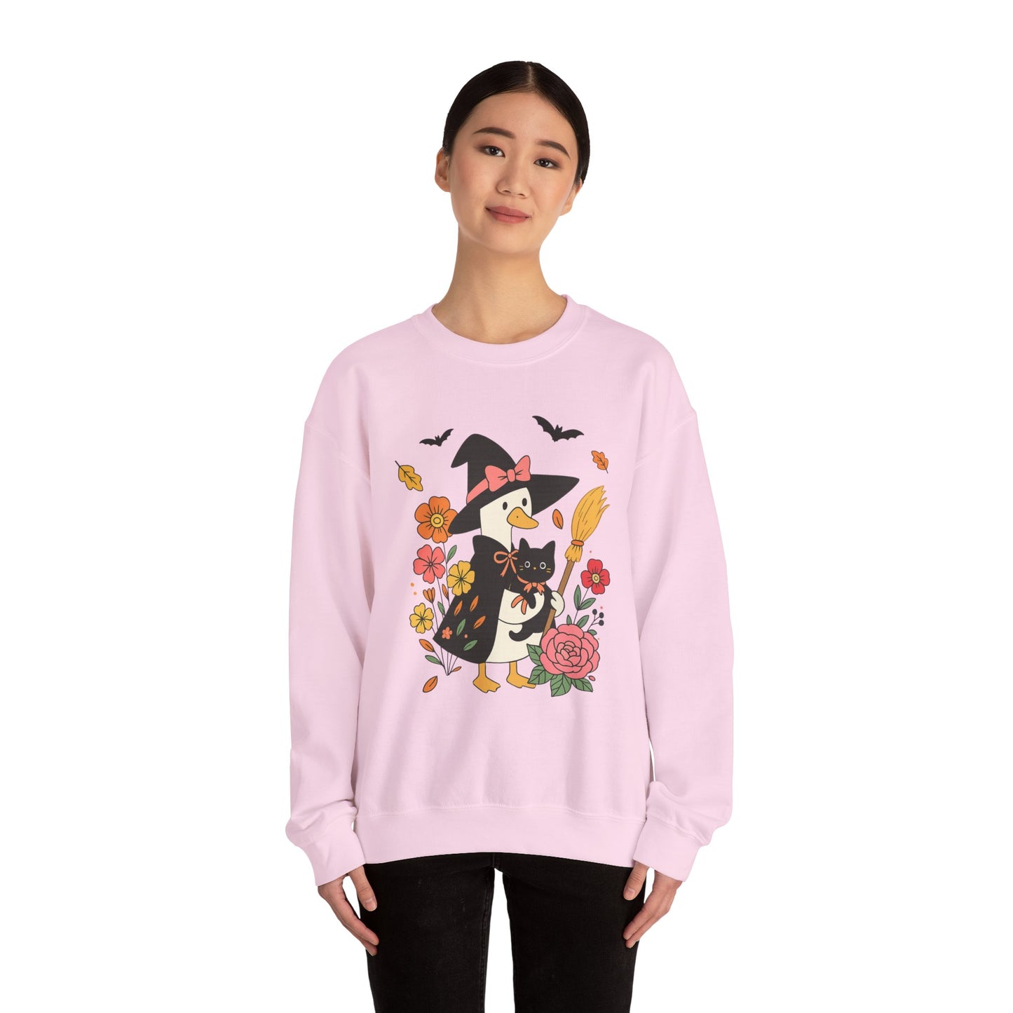 Spooky Goose & Black Cat Sweatshirt, Long Sleeve Shirt for Spooky Season Bookish Gift,  Halloween Reading Apparel