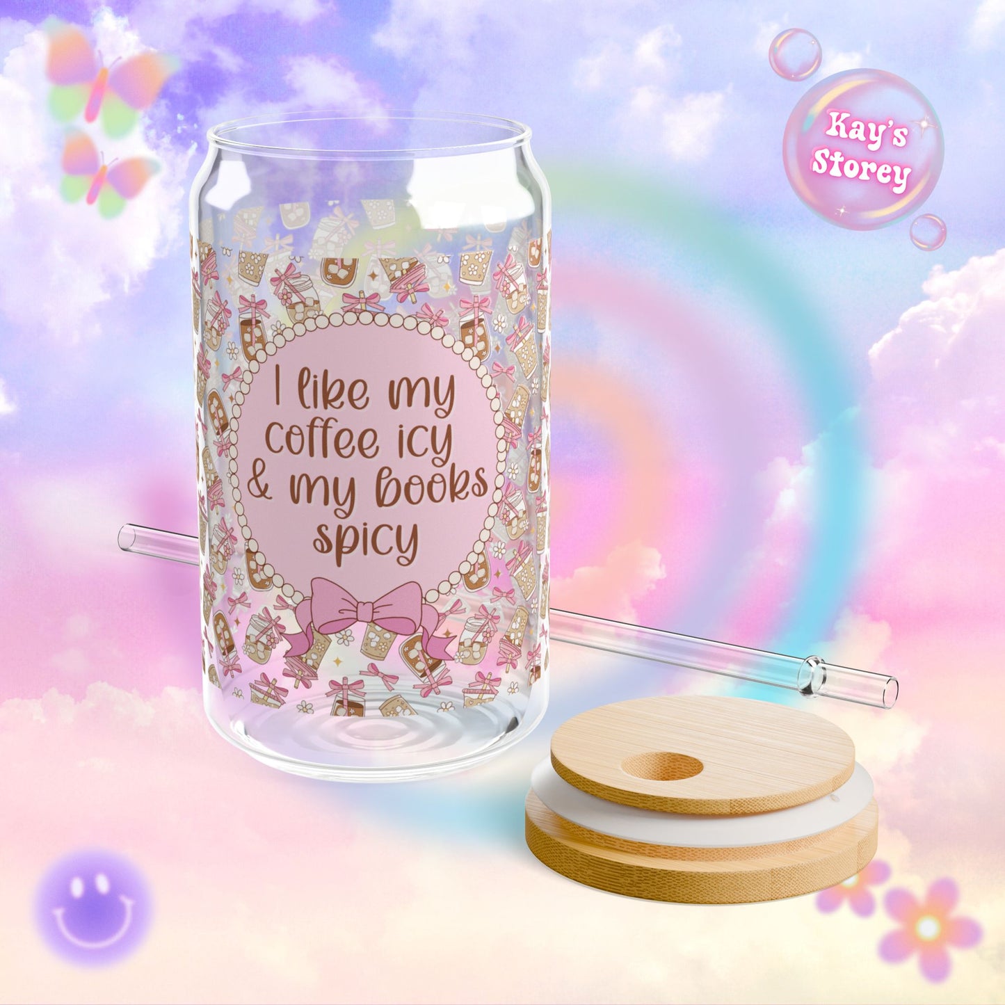 Icy Coffee Spicy Books Sipper Glass