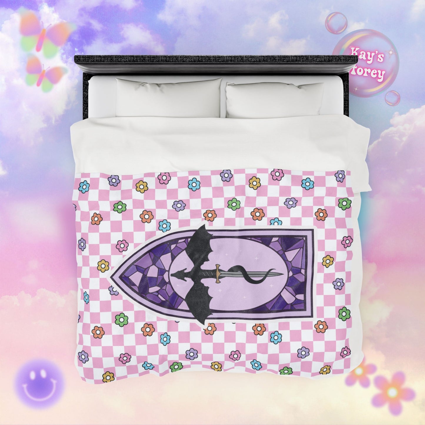 Pink Romantasy Velveteen Plush Blanket