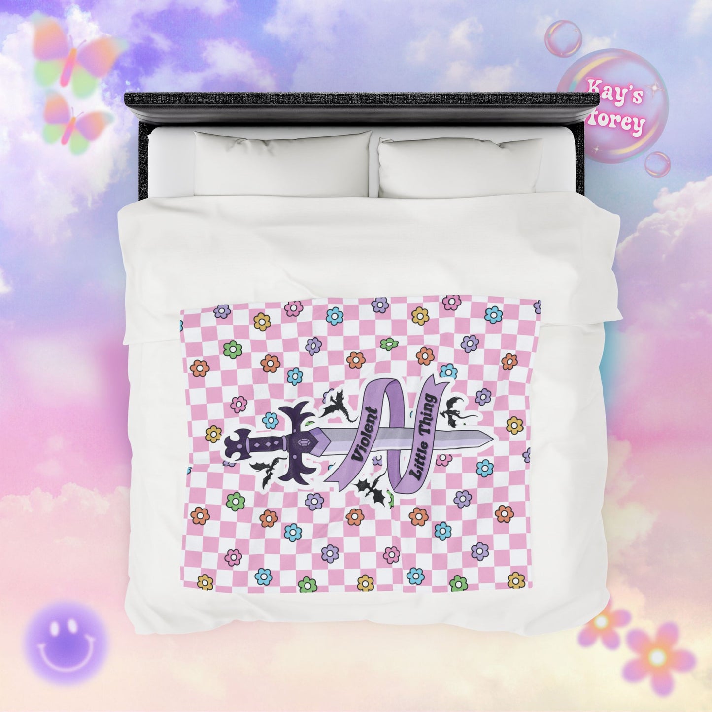 Pink Violent Little Thing Velveteen Plush Blanket