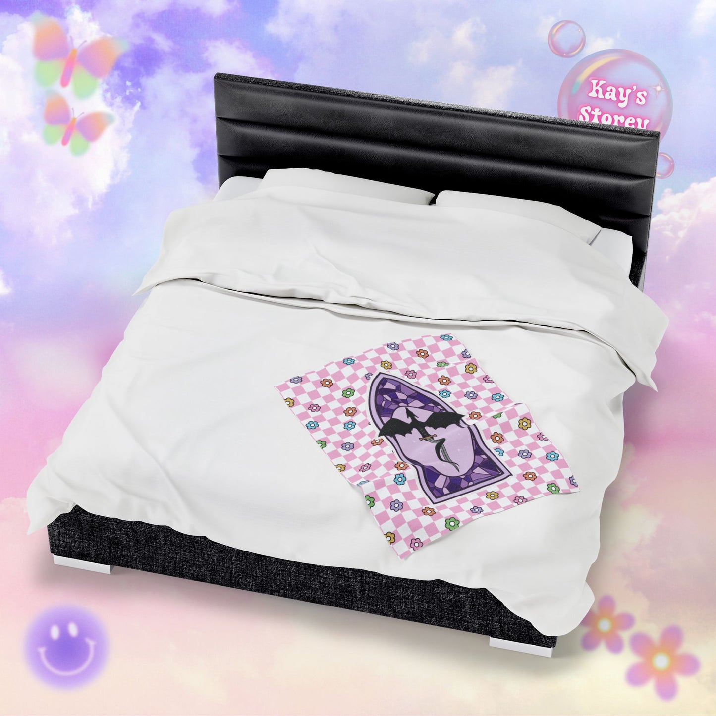 Pink Romantasy Velveteen Plush Blanket