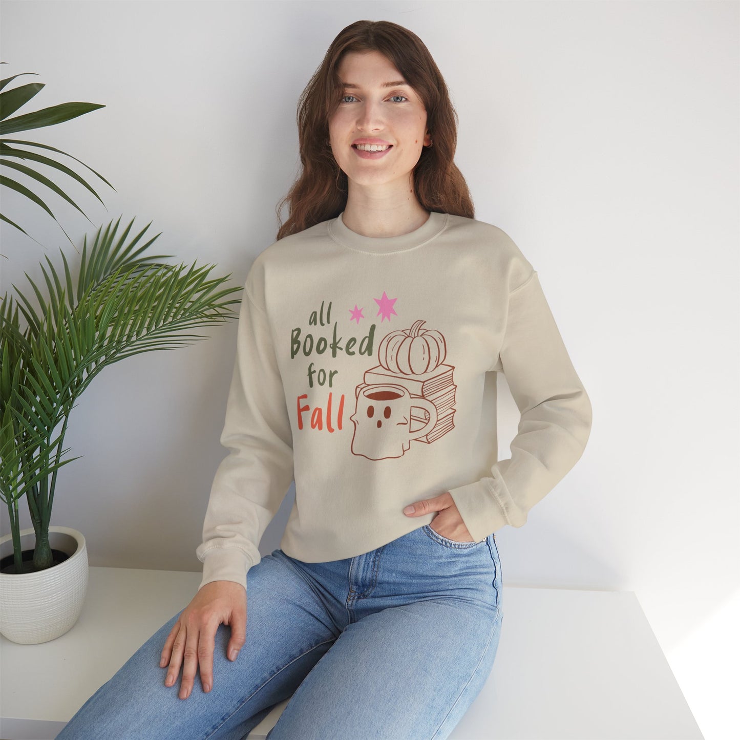 All Booked for Fall Sweatshirt, Long Sleeve Shirt for Spooky Season Bookish Gift,  Halloween Reading Apparel